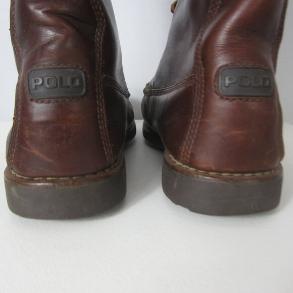 Polo Country Ralph Lauren Women 7.5 M Brown Leather Lace Up Moc Toe Ankle Boots - Picture 4 of 15